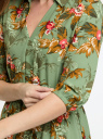 Платье миди ярусное oodji для женщины (зеленый), 11913074/51156/6655F