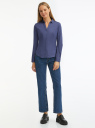 Рубашка базовая с V-образным вырезом oodji для женщины (синий), 13K02001B/42083/7901N