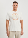Футболка хлопковая с принтом oodji для Мужчины (белый), 5L641011I-40/46154/1233P