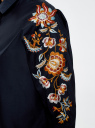 Рубашка хлопковая с вышивкой oodji для Женщины (синий), 13L05001/13175N/7900N