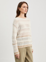 Джемпер вязаный с вырезом-лодочкой oodji для Женщины (белый), 73807624/53149/1233S