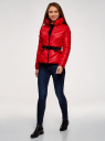 Куртка утепленная с высоким воротником и контрастными элементами oodji для Женщины (красный), 10204042/45757/4500N