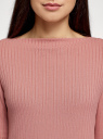 Джемпер трикотажный с вырезом-лодочкой oodji для женщины (розовый), 14201045/49812/4B91X