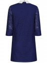 Платье кружевное с контрастным воротником oodji для женщины (синий), 11911008/45945/7500N