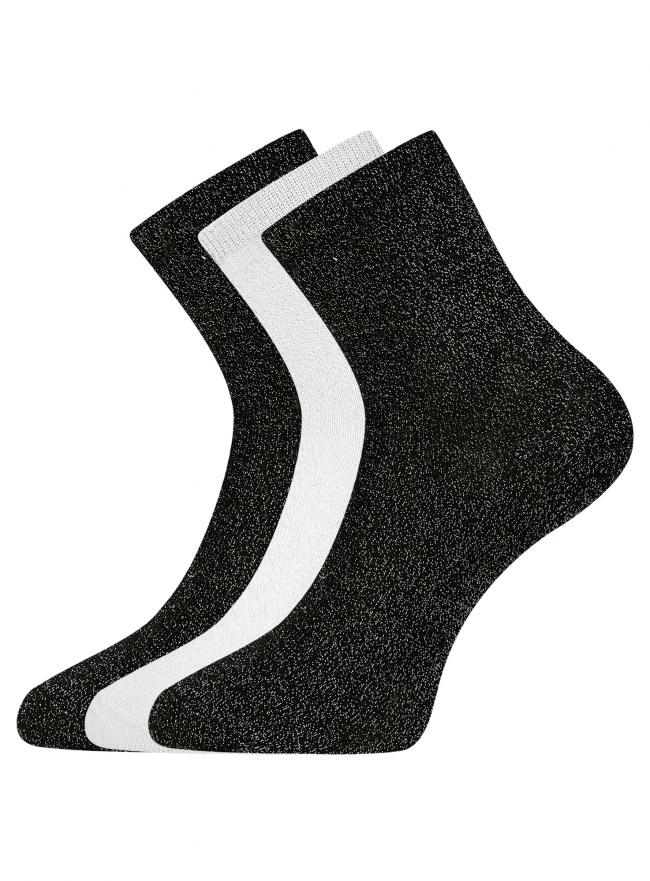 Комплект высоких носков (3 пары) oodji для женщины (черный), 57102485T3/51199/4