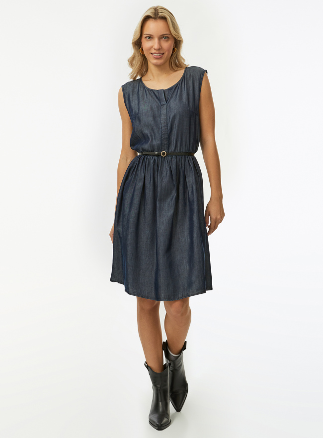 Платье из лиоцелла без рукавов oodji для Женщины (синий) Платье из лиоцелла без рукавов oodji для Женщины (синий), 12909073/50863/7900W