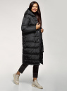 Пальто утепленное с капюшоном oodji для женщины (черный), 10207009/45928/2900N