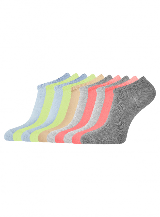 Комплект укороченных носков (10 пар) oodji для женщины (разноцветный), 57102433T10/47469/19SEM