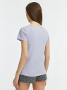 Пижама хлопковая с шортами oodji для Женщины (фиолетовый), 56002217-21/47885N/8010P