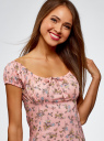 Платье хлопковое со сборками на груди oodji для Женщины (розовый), 11902047-2B/14885/4352F
