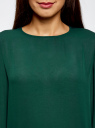 Блузка свободного силуэта с вырезом-капелькой на спине oodji для Женщина (зеленый), 11411129/45192/6C00N