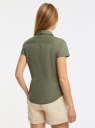 Рубашка приталенная с коротким рукавом oodji для Женщины (зеленый), 13K03019/42785/6800N