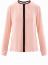 Блузка из струящейся ткани с контрастной отделкой oodji для Женщины (розовый), 11411059B/43414/4029B