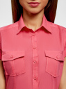 Рубашка базовая с коротким рукавом oodji для женщины (розовый), 11402084-5B/45510/4D00N