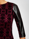 Платье с флоком и отделкой из искусственной кожи oodji для женщины (красный), 14001143-3/42376/4929O