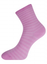 Комплект хлопковых носков в полоску (3 пары) oodji для женщины (фиолетовый), 57102813T3/48022/6