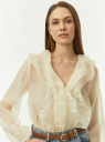 Блузка из лиоцелла с рюшами oodji для Женщины (белый), 21400407/52971/1200N
