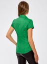 Рубашка с V-образным вырезом и отложным воротником oodji для женщины (зеленый), 11402087/35527/6D00N
