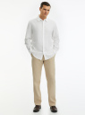 Рубашка из смесового льна с длинным рукавом oodji для Мужчины (белый), 3L330009M-2/50875N/1000N