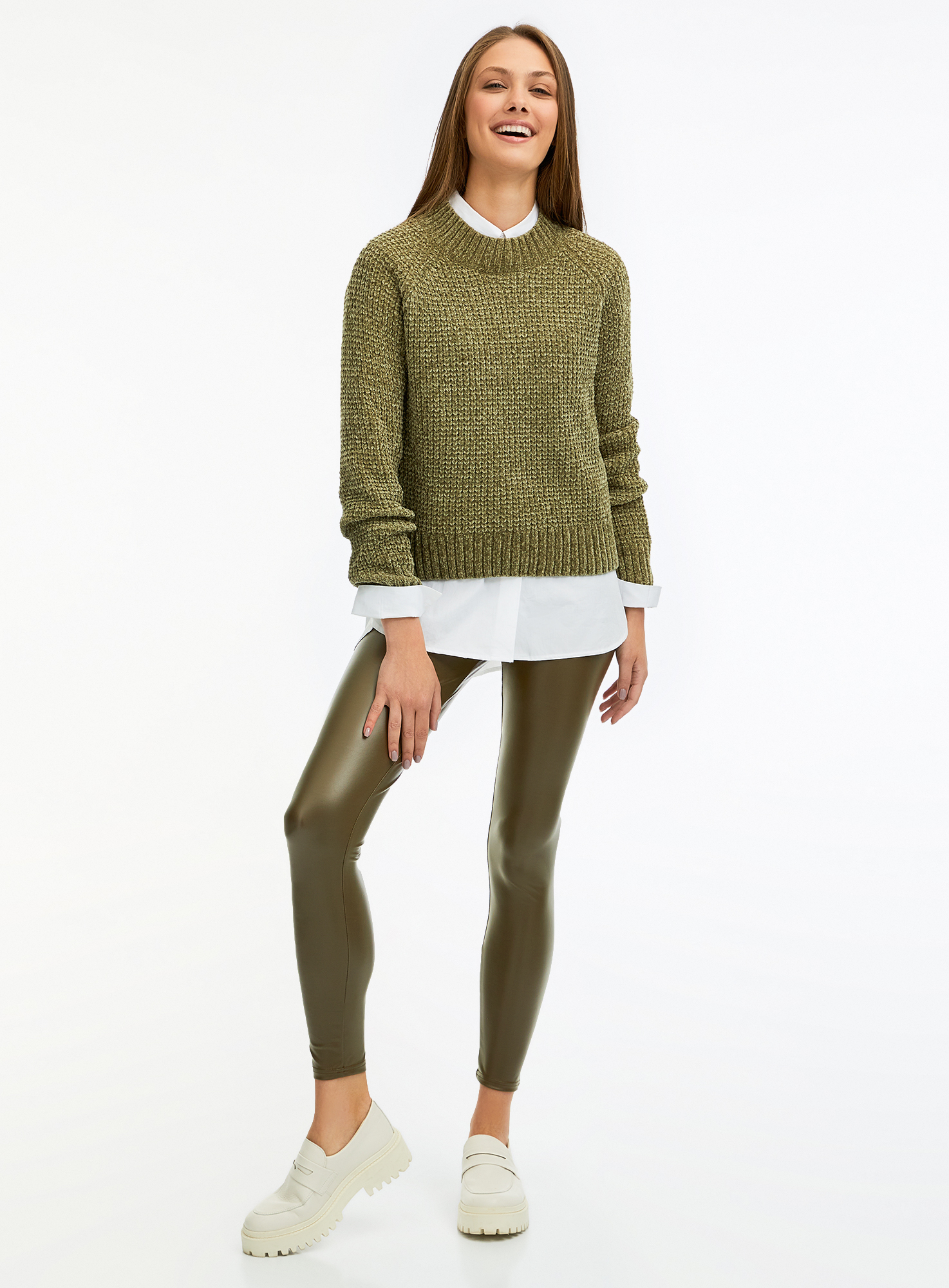 Легинсы тонкие из искусственной кожи