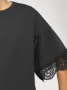 Платье прямого силуэта с воланами на рукавах oodji для женщины (черный), 14000172-4/48033/2900N