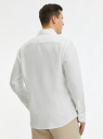 Рубашка из смесового льна с длинным рукавом oodji для Мужчины (белый), 3L330009M-2/50875N/1000N