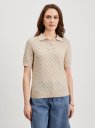 Джемпер-поло ажурной вязки oodji для Женщины (слоновая кость), 73812661-1/53070/3000N