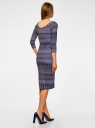 Платье облегающее с вырезом-лодочкой oodji для женщины (синий), 14017001-2B/37809/796CE