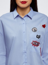 Рубашка oversize с нашивками oodji для женщины (синий), 13K11004/42785/7000N