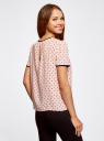 Блузка с коротким рукавом и контрастной отделкой oodji для женщины (розовый), 11401254/42405/4029G