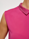 Топ из струящейся ткани с декором на воротнике oodji для женщины (розовый), 14911006-1/43414/4701N