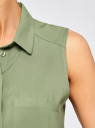 Топ вискозный с нагрудным карманом oodji для женщины (зеленый), 11411108B/26346/6200N