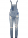Комбинезон джинсовый с отделкой в стиле пэчворк oodji для женщины (синий), 13108002-1/45254/7000W