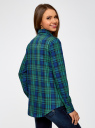Рубашка в клетку с карманами oodji для женщины (зеленый), 11411052/42850/6E75C