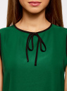 Блузка с контрастной отделкой oodji для Женщины (зеленый), 11411047/42405/6E29B