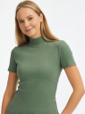 Водолазка хлопковая с коротким рукавом oodji для Женщины (зеленый), 15E11011/48037/6201N