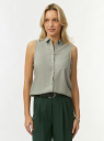 Топ вискозный с рубашечным воротником oodji для Женщины (зеленый), 14911009B/26346/6000N