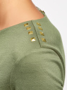 Платье с металлическим декором на плечах oodji для женщины (зеленый), 14001105-3/18610/6900N