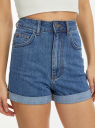 Шорты джинсовые mom fit с отворотами oodji для Женщины (синий), 12807092-1/50059/7500W