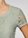 Блузка кружевная с молнией на спине oodji для Женщина (зеленый), 11400382-1/24681/6000N