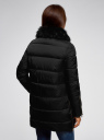Куртка удлиненная с искусственным мехом на воротнике oodji для Женщины (черный), 10203059/45924/2901N