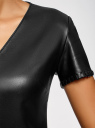 Платье из искусственной кожи с короткими рукавами oodji для женщины (черный), 18L03001/43578/2900N