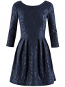 Платье трикотажное приталенное oodji для Женщина (синий), 14011005-1/42644/7900N