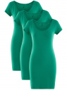 Комплект из трех трикотажных платьев oodji для Женщины (зеленый), 14001182T3/47420/6D00N