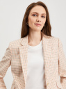Жакет полуприлегающего силуэта в клетку oodji для Женщины (белый), 21202107-1/51021/1240C