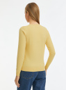 Джемпер базовый с круглым вырезом oodji для женщины (желтый), 63812567-1B/46192/5201N