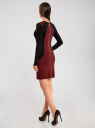 Платье облегающее с контрастными вставками oodji для женщины (красный), 14011009/45948/4929B