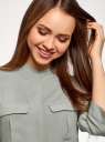 Блузка вискозная с нагрудными карманами oodji для Женщина (серый), 11403225-7B/42540/2300N