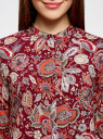 Блузка из вискозы принтованная с воротником-стойкой oodji для женщины (красный), 21411063-2/26346/4959F