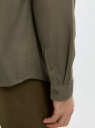 Рубашка хлопковая с воротником-стойкой oodji для мужчины (зеленый), 3L310194M-1/45608/6601N